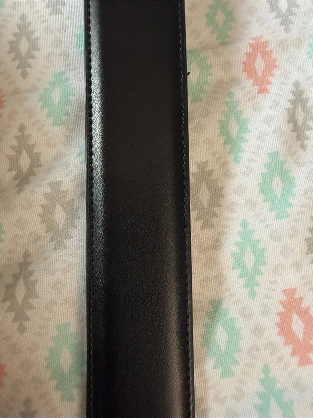 Perry Ellis Black and Brown Reversible Leather Belt with Silver Buckle
